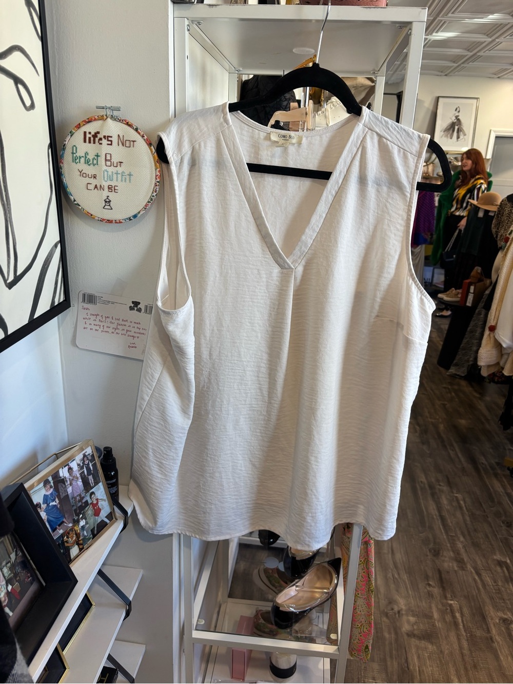 Lightweight V-Neck Sleeveless Camisole - White